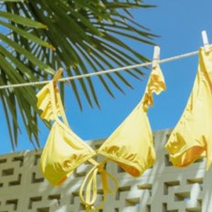 LULU’S Yellow Ruffled Swim Top